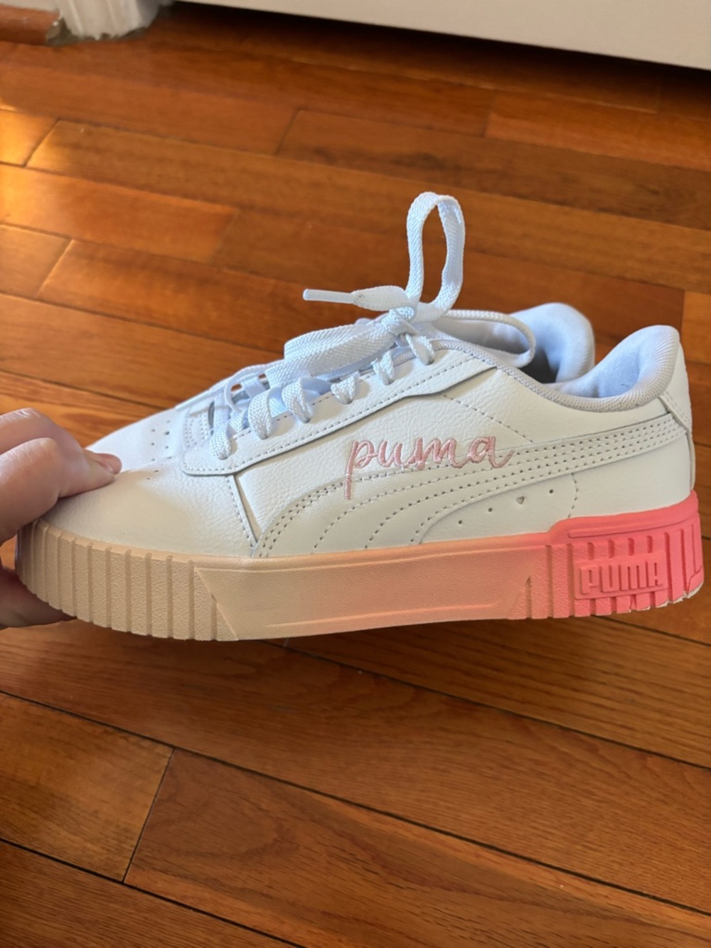 Pink and White Puma Sneakers - Picture 4 of 10
